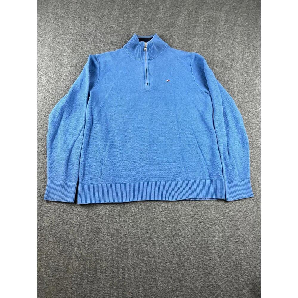 Tommy Hilfiger Men's Blue Half-Zip‎ Sweater Size Medium